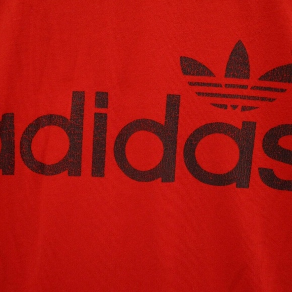Adidas Shirt Adult Medium Vintage 1970s Silent Ringer Spellout Logo Orange Mens - Picture 7 of 14